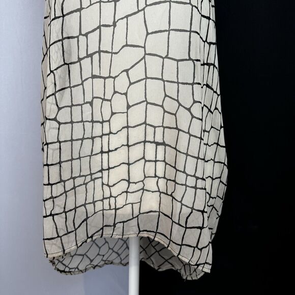 Elegant Beige Sheer Overlay Tank Top Geometric Pattern Flowy Lightweight S-M? - Picture 4 of 13